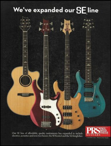 PRS SE 2014 guitare électrique et acoustique + basse Kestrel Kingfisher 8 x 11 impression publicitaire