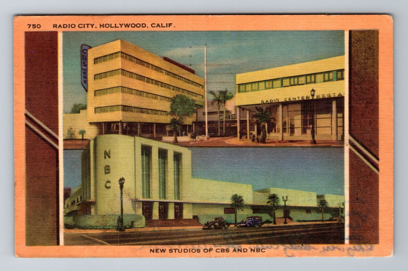 Hollywood CA-California, Radio City, Antique, Vintage c1955 Souvenir Postcard