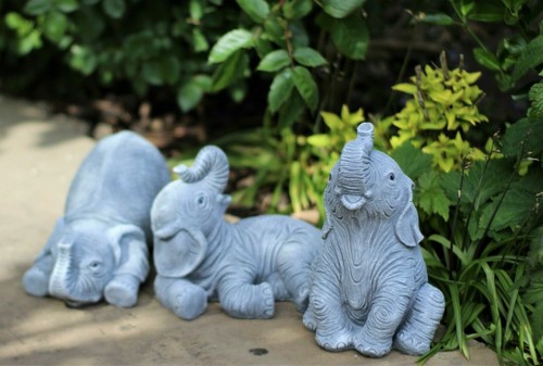 GARDEN ORNAMENTS LAUGHING ELEPHANTS DECORATIVE OUTDOOR INDOOR LARGE GIFT - Picture 3 of 7