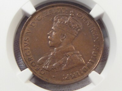 XF 1933/2 Overdate ONE PENNY Australia NGC XF Details (Cleaned