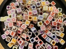 6mm 300 Colorful Assorted Alphabet Letters Square Beads Fast Ship