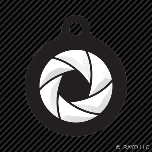Camera Aperture Keychain Round with Tab dog engraved many colors digtal ...