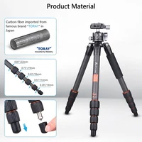 56" Carbon Fiber Camera Tripod Lightweight Compact Travel Tripod W/ Ball Head