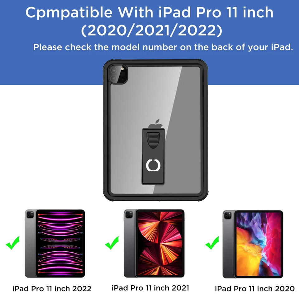 Waterproof Case For iPad Pro 11 Inch 4/3rd/2nd Gen 2022/2021/2020 Stand Cover - Image 2 of 4