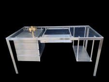 Scrivania acciaio  design cristallo manifattura italiana