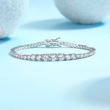 2.5-5MM D/VVS1 Moissanite Tennis Chain Bracelet S925 Sterling Silver Pass Tester