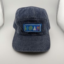 Noah NYC 5 Panel Denim Camp Cap Logo Leather Strap Made In USA