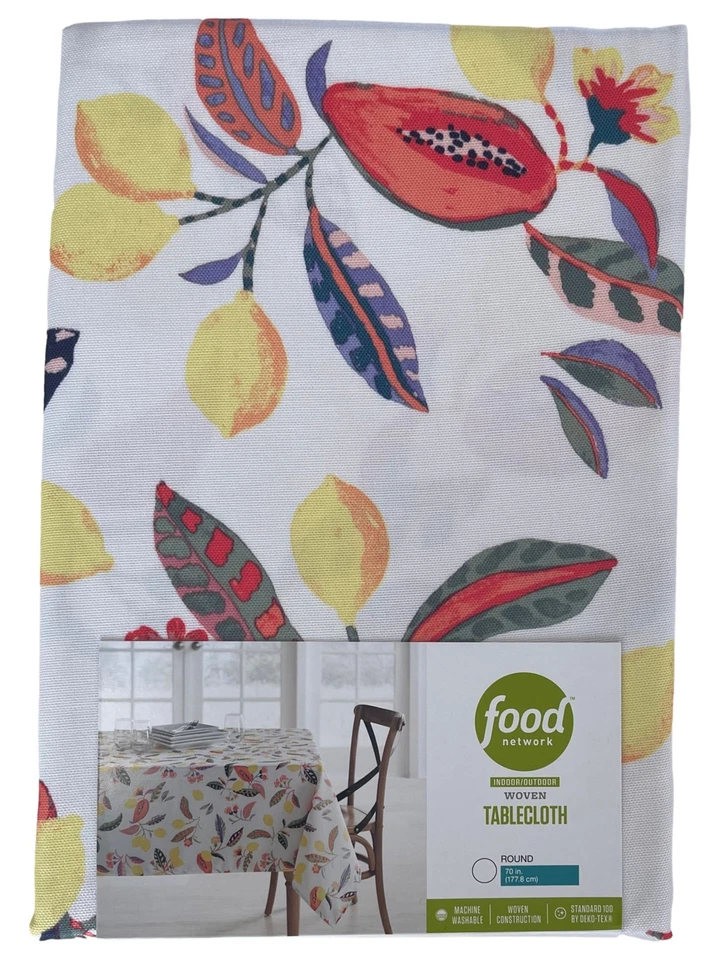 Food Network Tropical Citrus Indoor Outdoor Tablecloth, 70" Round Fabric - Image 3 of 3