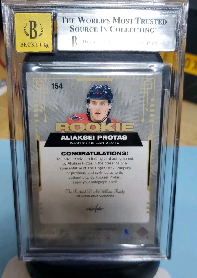 Aliaksei Protas RC BGS 10 /9 2021-22 Upper Deck Stature #154 /10 Blue Autograph  - Image 4 of 4