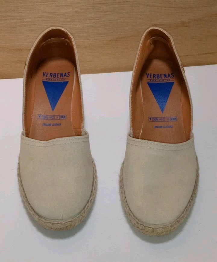 Verbenas Mujer Beige Lona Alpargata Cuña Zapatos Sin Cordones EU 38 US 7.5