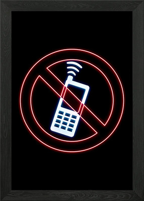 no mobile phones sign Framed Wall Art Poster Canvas Print Picture