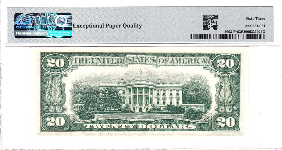 1950-D $20 FRN Atlanta *STAR* PMG Choice Unc 63EPQ Rare TOP Pop 1/0 #F04719310* - Image 2 of 2