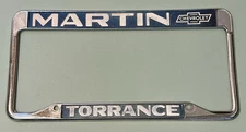 Vintage Martin Chevrolet Torrance Calif. License Frame Camaro Chevelle Impala SS