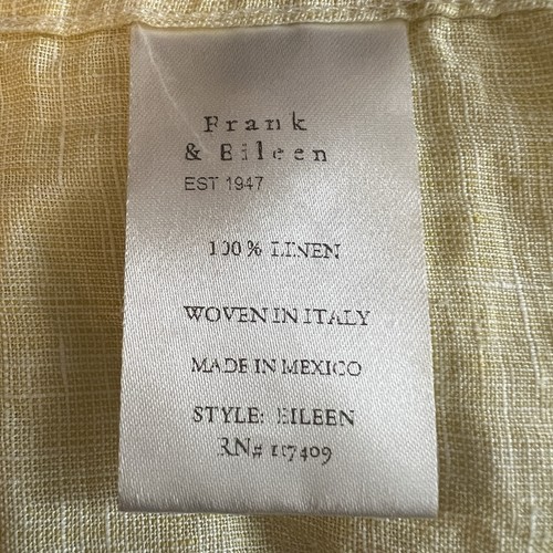 Frank & Eileen Eileen Shirt Womens Medium Yellow 100% Linen Long Sleeve Button - Picture 7 of 8
