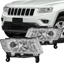 For 2014-2016 Jeep Grand Cherokee Chrome Projector Headlights [ONLY HALOGEN]