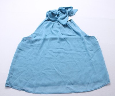 Cece Women's C'est La Vie Sheer Bow Tank Top EH6 Blue Spritz Medium NWT