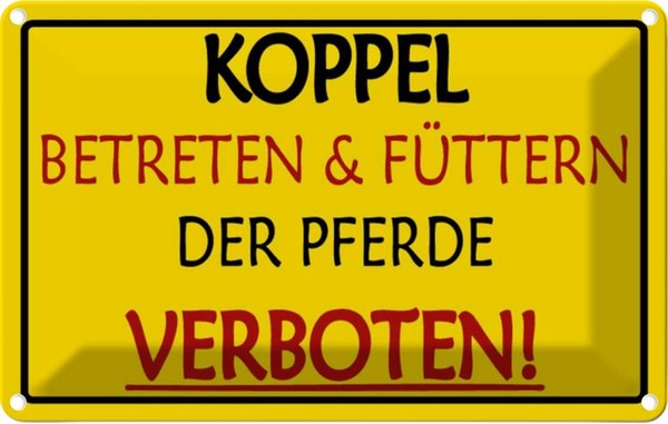 Blechschild 20X30 Cm Koppel Betreten Verboten Warnschild Hinweisschild Sicherhei-image