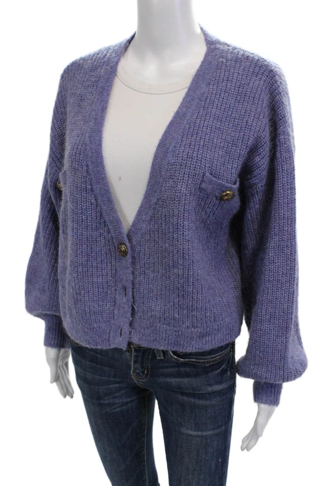 Cárdigan para mujer J.ing Limited púrpura cuello en V botón manga larga talla M Foto 2 de 4