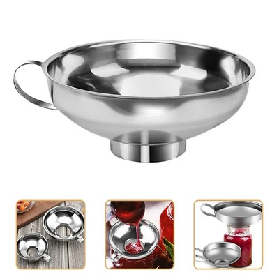 Wide Mouth Stainless Steel Funnel Large Kitchen Jam Jar Canning Funnel - Image 1 of 4