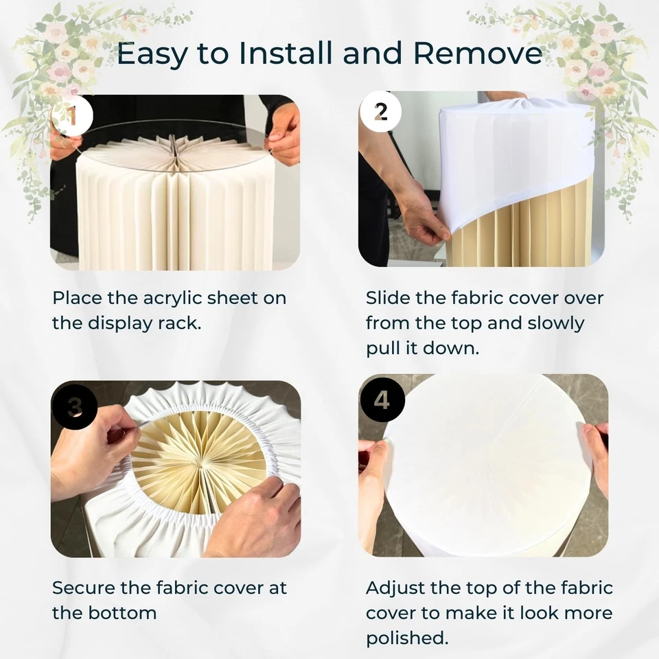 3 PIEZAS Soportes Redondos para Pasteles para Fiesta, Columna de Cartón Resistente con Tela Blanca C... Foto 3 de 4