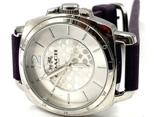 Coach Boyfriend Watch Signature C Dark Plum Band- Running, Plastic Band