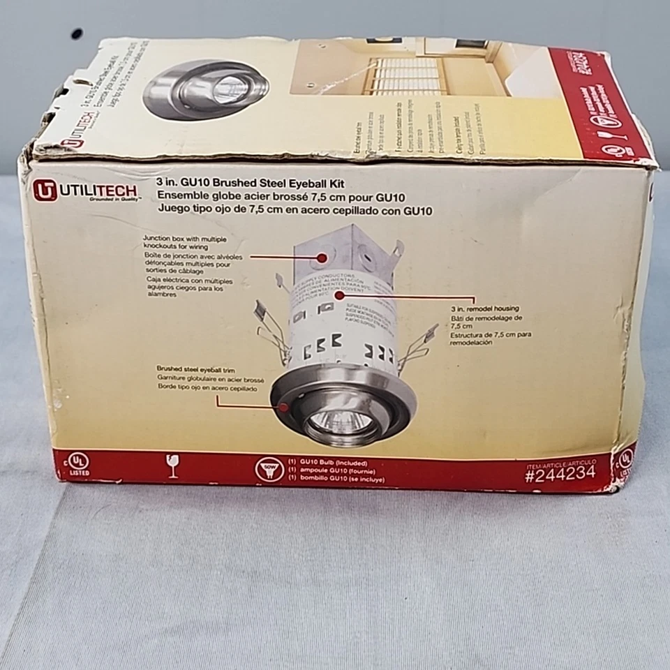 Kit de cardán de acero con cepillo de 3" GU10 Utilitech luz empotrada #16616 NUEVO 1 Foto 3 de 4
