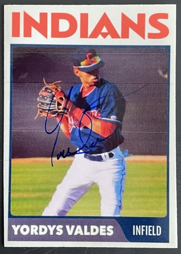 Yordys Valdes Signed Photo: Indians IP Autographed Custom Paper Card