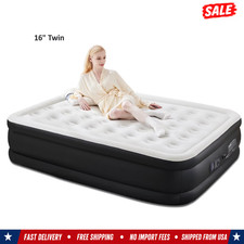 edx Twin Blow Up Air Bed 16in Built-in Pump Indoor Outdoor Camping Mattress
