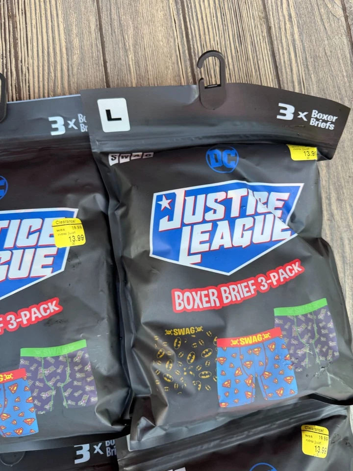 Paquete de 3 calzoncillos boxer de la Liga de la Justicia SWAG lote de 6 - 18 pares en total Foto 2 de 4