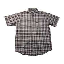 Vtg 90s Carhartt Plaid Short Sleeve Button Down T-Shirt - Mens L  READ 
