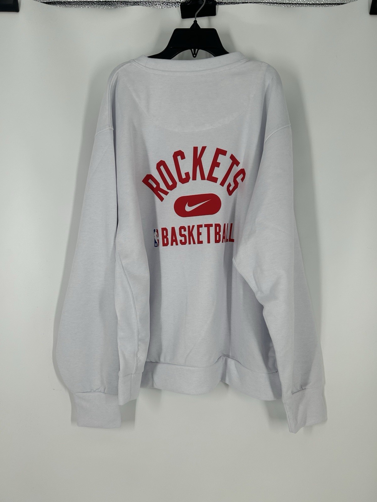 Houston Rockets Nike Dri Fit Crewneck Sweatshirt Engineered NBA White Mens XL