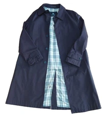Burberry Black Label Mens Balmacaan Coat Navy Free Size 39in Length nova check