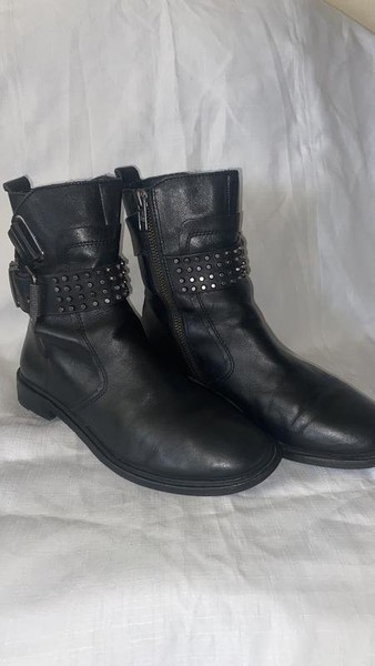Women Ash Boots Black Leather 36 #5A1U