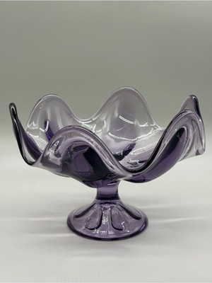 VTG 1960s Viking Glass Teaberry Lilac Epic 6 Petal Large Console Bowl Compote