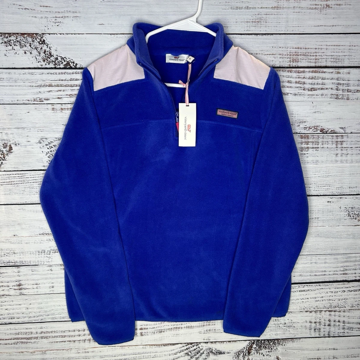 Pull Femme Vineyard Vines Bleu, 1/4 Zip, Col, Coton, Taille L - Très Bon état