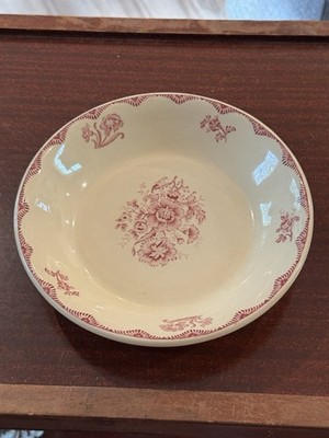 Sterling China vitrified bowl ''Desert Tan'' color red floral Pattern