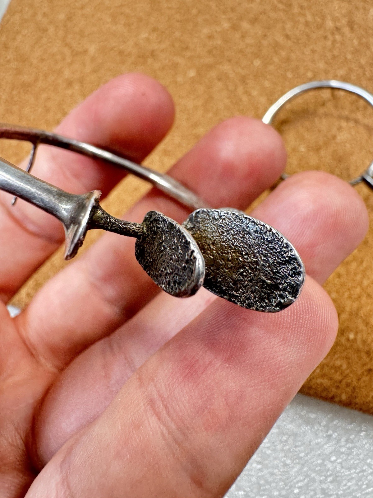 Rare Stunning Vintage AYSE Sterling Silver Modernist Design Brutalist Earrings image 6