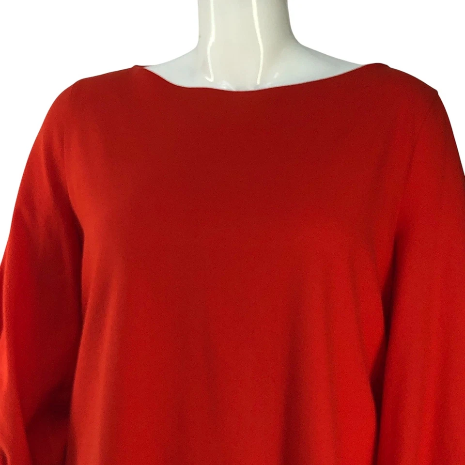 Blusa Top Hugo Boss Mujer Talla 8 Manga 3/4 Cuello Barco Roja Reciente *PEQUEÑO DEFECTO Foto 2 de 4