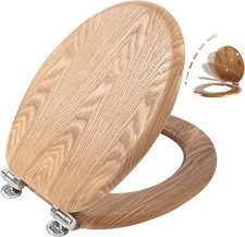 Angel Shield Antibacterial Wooden Soft Close Toilet Seat with Quick Release Oak