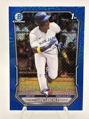 JUAN SANCHEZ 2026 BOWMAN CHROME 1ST BLUE MEGA MOJO REFRACTOR /150