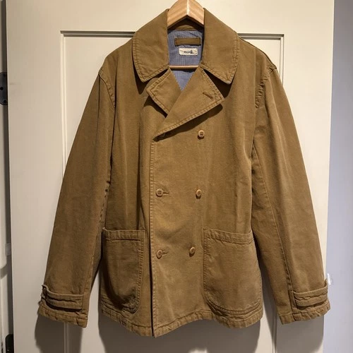 45R Mens Garment Dyed Double Breast Chore Jacket Hopsack Canvas Made in Japan L - product listing photo
