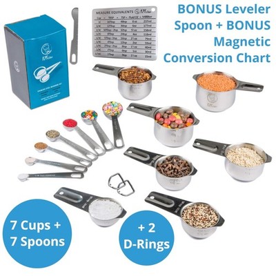 16-Piece Stainless Steel Measuring Cups and Spoons Set