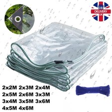 Clear Tarpaulin Waterproof Heavy Duty Transparent Tarp Sheet Camping Outdoor UK