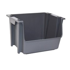 Large Nesting Stack Storage Bin Plastic Gray Organizing Container
