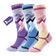 Kids Merino Wool Ski Socks for Boys Girls Knee 8-12 Years Pink Purple Green