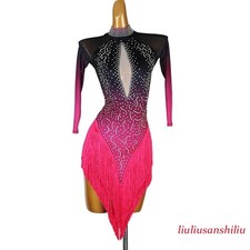 Latin Dance Dress Salsa Tango Cha Cha Ballroom Rhinestone Competition Dress F964