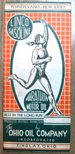 1930 LINCO GASOLINE MARATHON OHIO OIL CO PENNSYLVANIA NEW JERSEY ROAD MAP