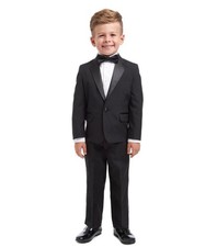 Nautica 95 Little Boys 4 Piece Black Tuxedo Suit Size 5 Wedding Formal Bow tie 