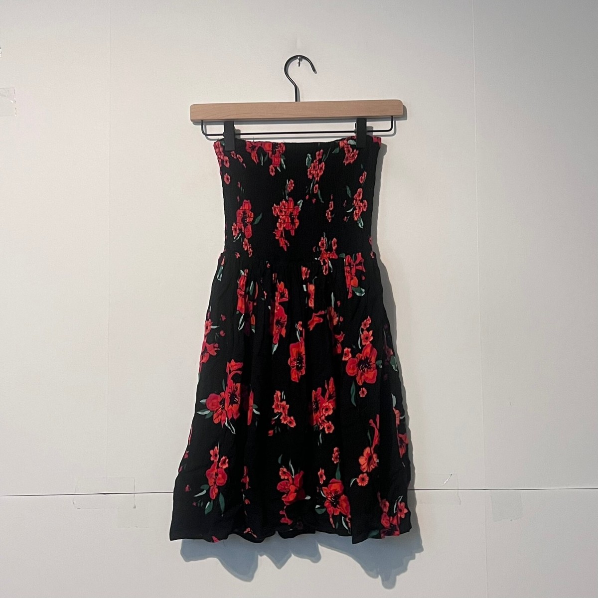ladies strapless summer dresses Others Follow Womens Party Mini Dress Size XS Black Floral mini tube dress