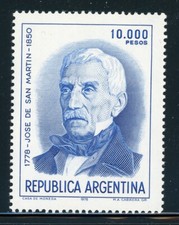 Argentine Scott #1292 10000P bleu foncé San Martin CV$7